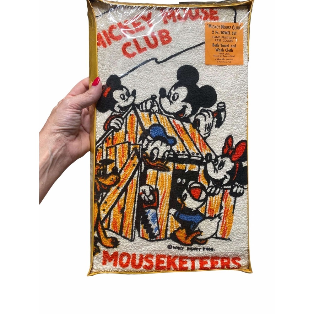 Vintage Bucilla Mickey Mouse Club Bathroom Mouseketeer towel washcloth set
